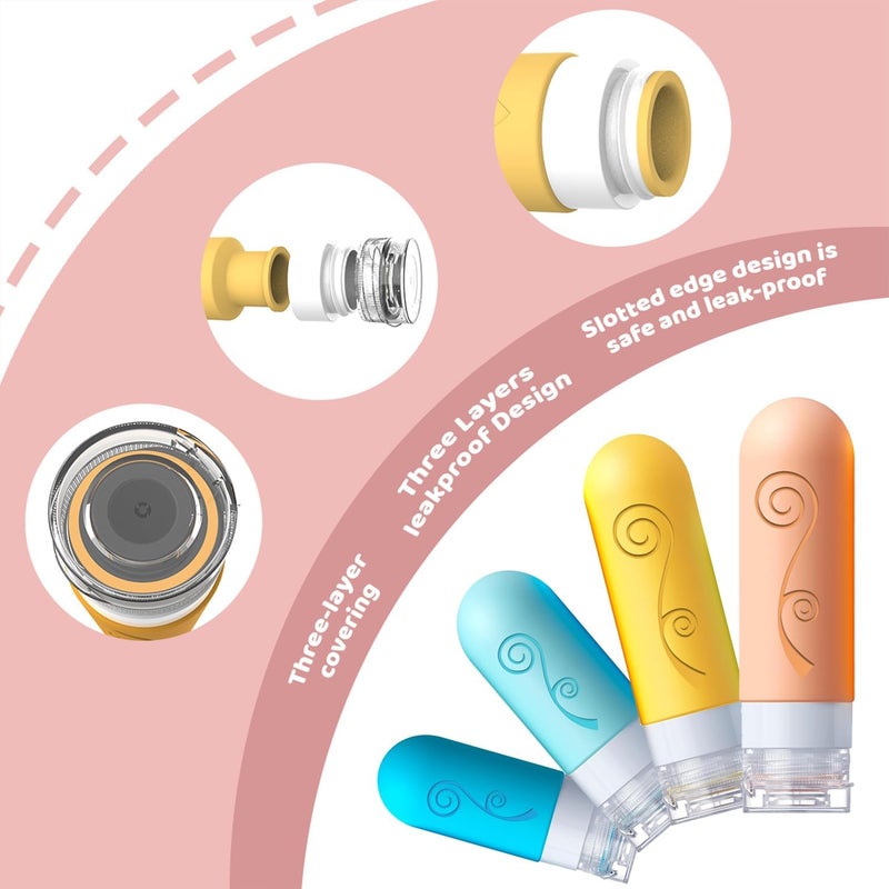 vodvob 16 Pack Travel Bottles Set for Toiletries, TSA Approved Travel Containers Leak Proof Silicone Squeezable Travel Accessories 2oz 3oz for Shampoo Conditioner Lotion Body Wash (BPA Free) (Orange) - Image 5